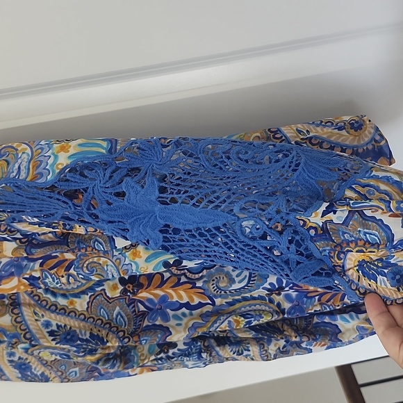 Hale Bob Paisley Print Women's Top - Blue and Yellow Med - Picture 12 of 15